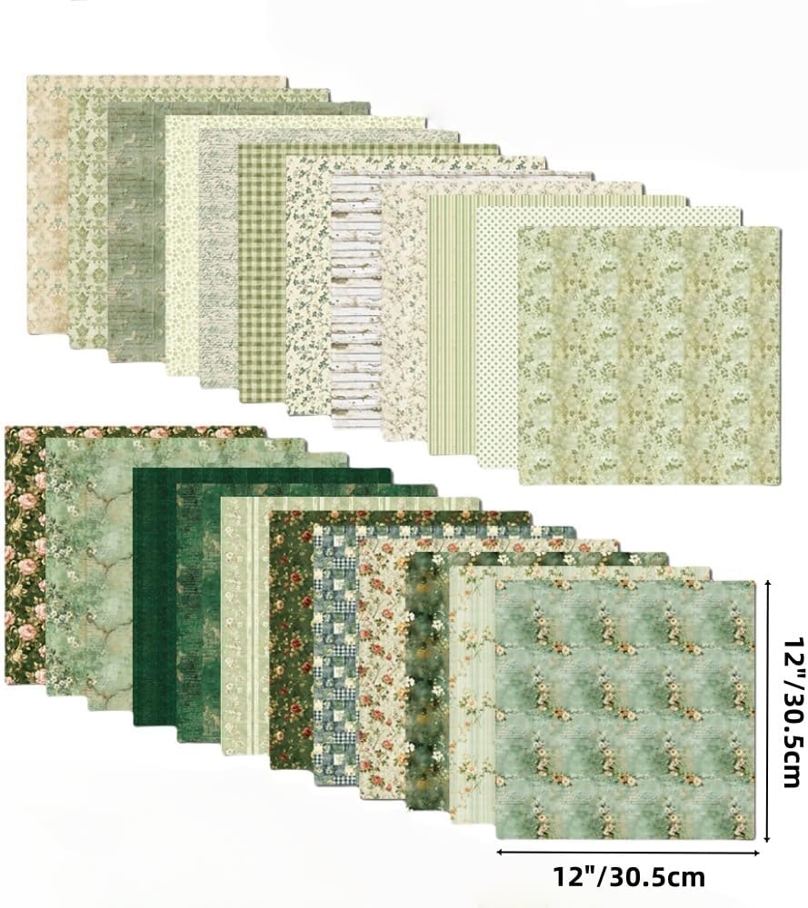 Scrapbook-Papier, 30,5 x 30,5 cm, Vintage-Scrapbook-Zubehör, 24 Blatt/24 Designs, doppelseitiges Pap