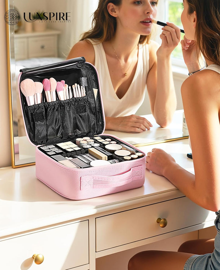 Luxspire Reise-Makeup Zug-Koffer Make-up-Kosmetik-Koffer, professionelle Kosmetik-Box, tragbare Reis