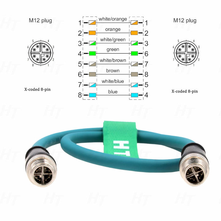 HangTon M12 8-polig X-kodiert auf 8-polig X-Coding Ethernet Cat7e Kabel für Cognex Industrial Sensor