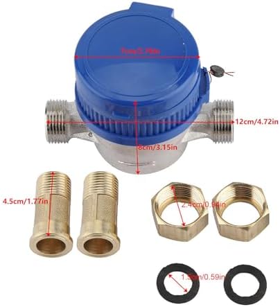 Garten-Wasserzähler Kupfer-Wasserzähler 1.5m3/h 0-40℃ Mechanischer Wasserzähler 15mm 1/2 Zoll Wasser