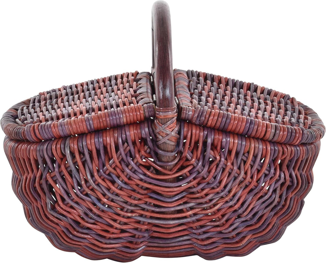 Einkaufskorb/Bügelkorb/Shopper aus echtem Rattan, Henkel- Trage-Korb leicht und stabil (6 - Deckel R