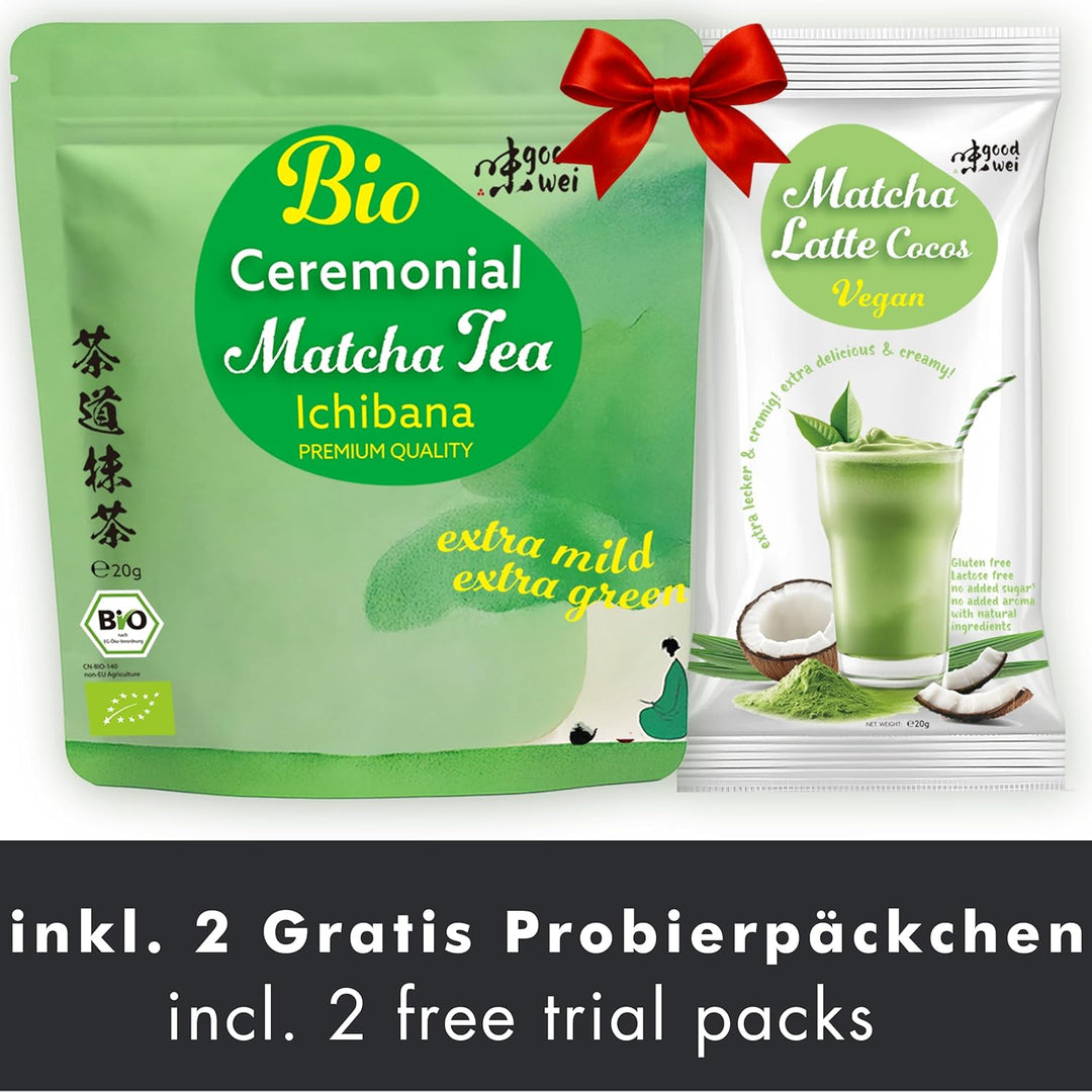 Goodwei Matcha-Set komplett mit hochwertiger Matcha Schale aus Keramik mit Ausgiesser, Matcha Besen