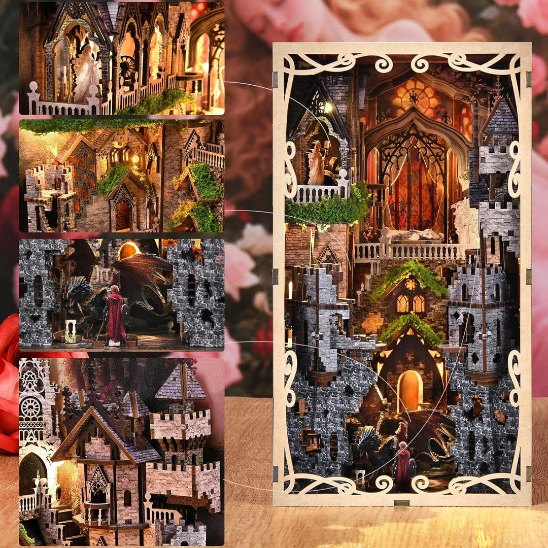 Book Nook Kit DIY Miniatur Kit Buchstütze 3D Holzpuzzle mit Staubschutzhülle für Bastelenthusiasten