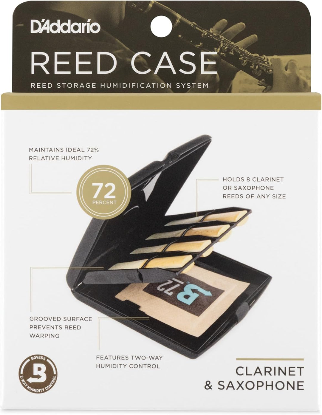 Rico RVCASE04 Vitalizer Blattetui Universal für Klarinetten und Saxophonblätter Clarinet/Saxophone S