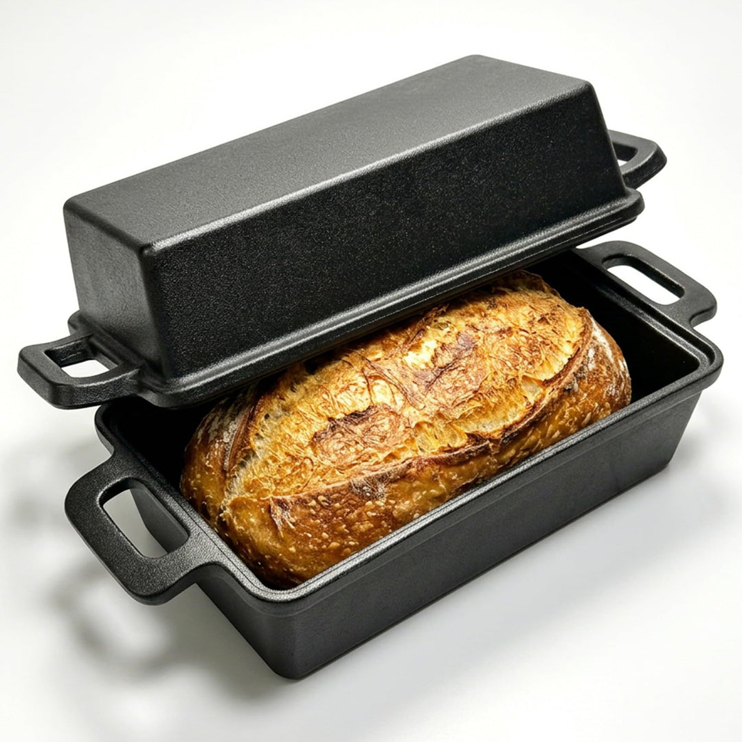 Brotbackform mit Deckel Gusseisen - Ideal als Kastenform, Toastbrot Backform, Brotform, Gusseisen To
