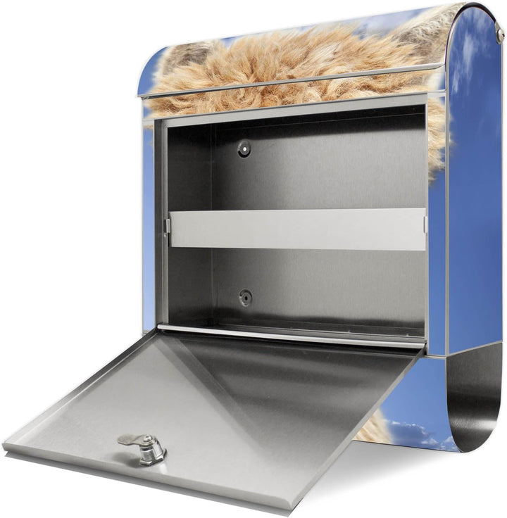 banjado Briefkasten Edelstahl 38x43x12cm & 2 Schlüssel - rostfreier Edelstahl Briefkasten mit Zeitun