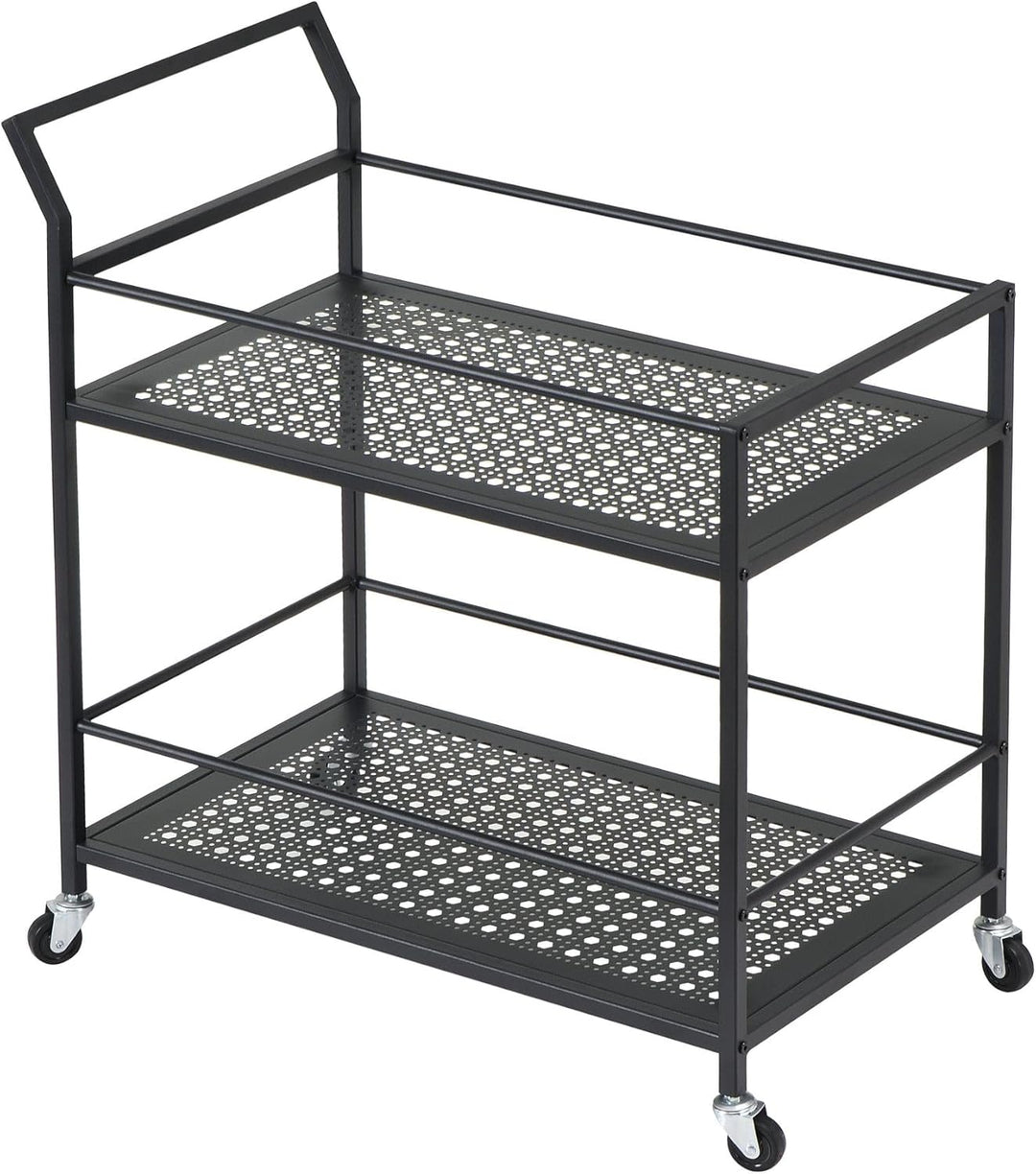 FineBuy Servierwagen Metall 79x45x83 cm mit Rollen & Bremsen, Küchenwagen 2 Ebenen, Barwagen & Rollw