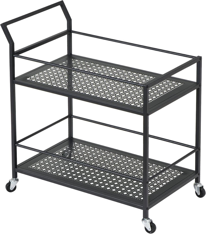 FineBuy Servierwagen Metall 79x45x83 cm mit Rollen & Bremsen, Küchenwagen 2 Ebenen, Barwagen & Rollw
