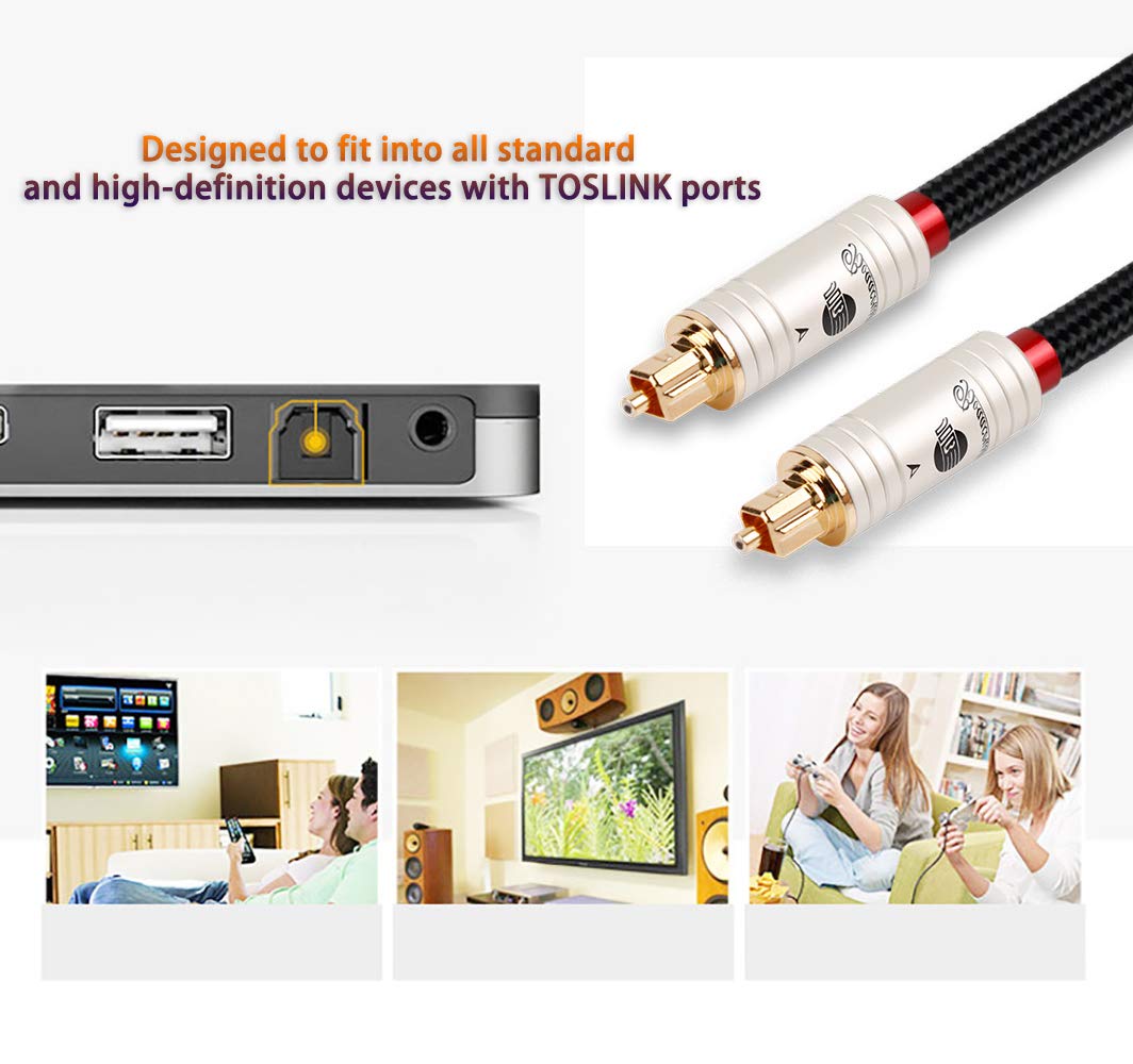 JIB Boaacoustic BlackBerry Optisches Kabel, Digital Audiokabel TOSLINK-HiFi-Signalkabel (S/PDIF) 2M