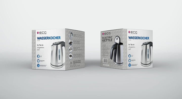 ECG RK 1050 Edelstahl Wasserkocher, 1.0 Liter 1 Liter Edelstahl-design, 1 Liter Edelstahl-design
