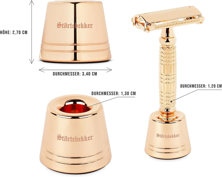 Störtebekker® Premium Rasierständer "Hamburg" aus Edelstahl in Rosé-Gold - geeignet für (Störtebekke