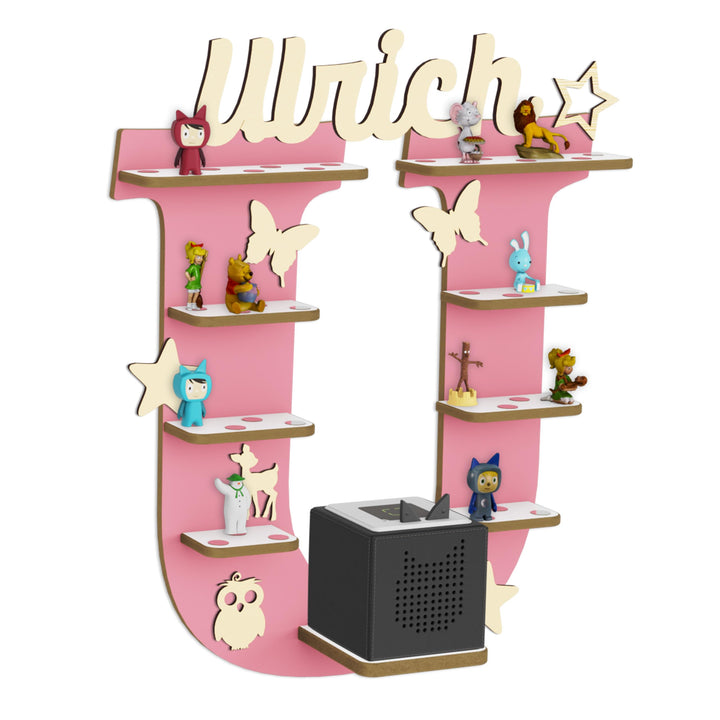 Tonie Regal für Toniebox, Toniebox Regal personalisiert mit Name und Holzsymbolen, Tonie Aufbewahrun
