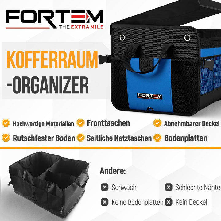 FORTEM Kofferraum Organizer, Kofferraumtasche, Zusammenklappbarer Auto Organizer Kofferraum mit Fäch