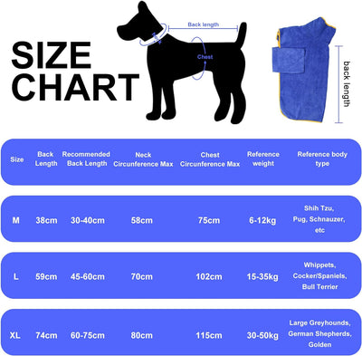 Donfri Hundebademantel aus Mikrofaser Hundehandtuch für grosse Hundedusche Zubehör Bademantel Hund M