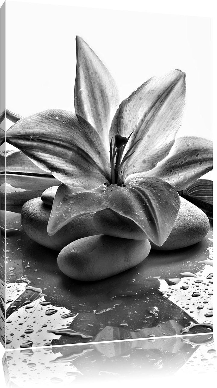 Pixxprint Blaue Lilie und Tulpe als Leinwandbild/Grösse: 100x70 / Wandbild/Kunstdruck/fertig bespann