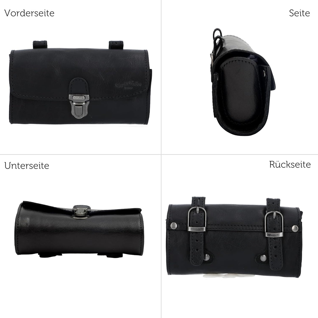 Gusti Satteltasche Leder – Wolfgang L. – Kleine Fahrradtasche Leder für Sattel, Lenker oder Gepäcktr