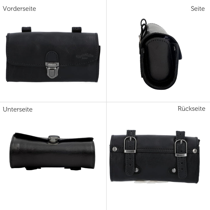 Gusti Satteltasche Leder – Wolfgang L. – Kleine Fahrradtasche Leder für Sattel, Lenker oder Gepäcktr