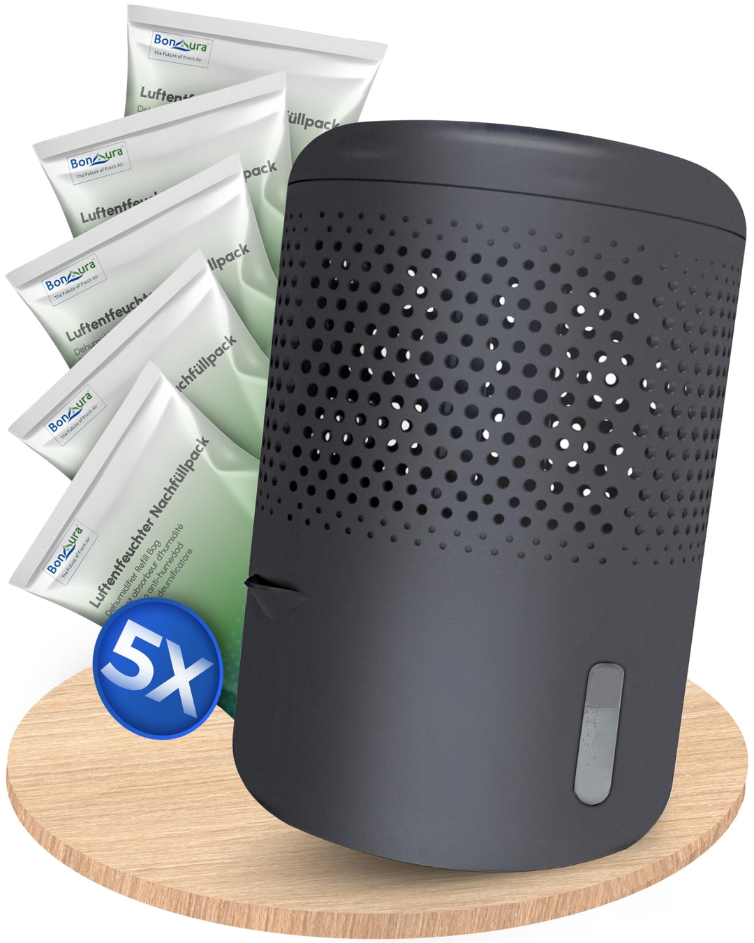 BonAura® Luftentfeuchter ohne Strom | Raumentfeuchter bis 23m² für Keller, Bad | mit 680g Luftenfeuc