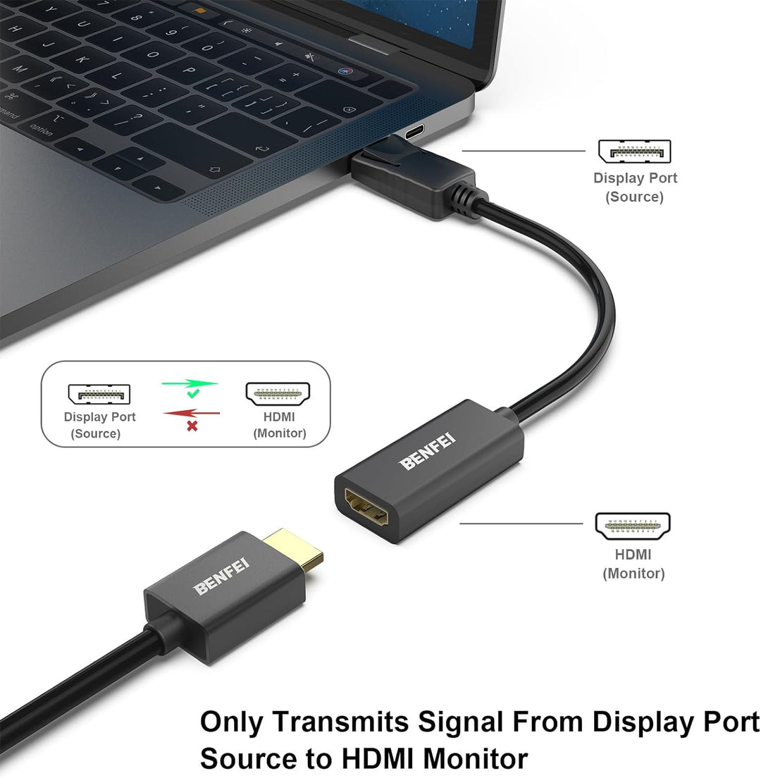 BENFEI 4K DisplayPort auf HDMI Adapter, 5 Stück Unidirektionaler DP Quelle zu HDMI Display Verbindun