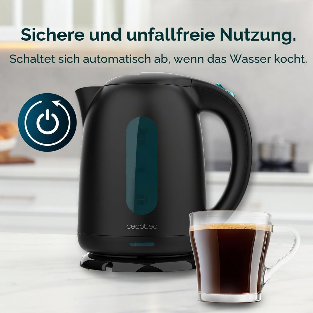 Cecotec Wasserkocher Thermosense 180 Black. Elektrischer Wasserkocher mit einem Fassungsvermögen von