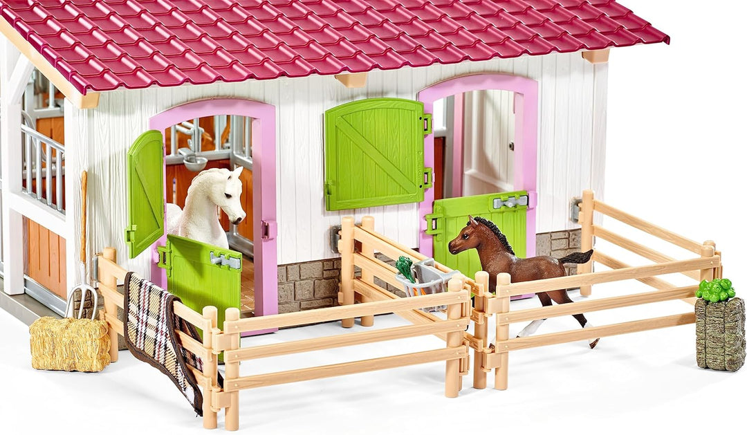 Schleich 42344 Reiterhof mit Reiterin und Pferden, für Kinder ab 3+ Jahren, FARM WORLD, Spielset alt