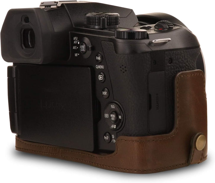 MegaGear MG1679 Ever Ready Leder Kameratasche mit Trageriemen kompatibel mit Leica V-Lux 5, Panasoni