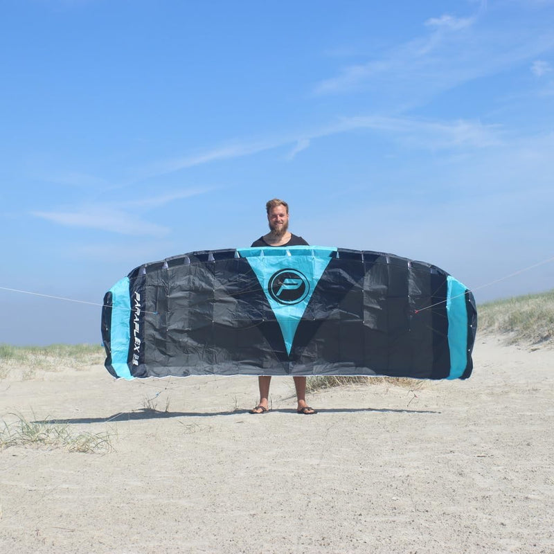 Wolkenstürmer® Paraflex Quad 4-Leiner Lenkmatte 3.9 in blau - „Ready to Fly“ Kite Drachen inkl. Hand
