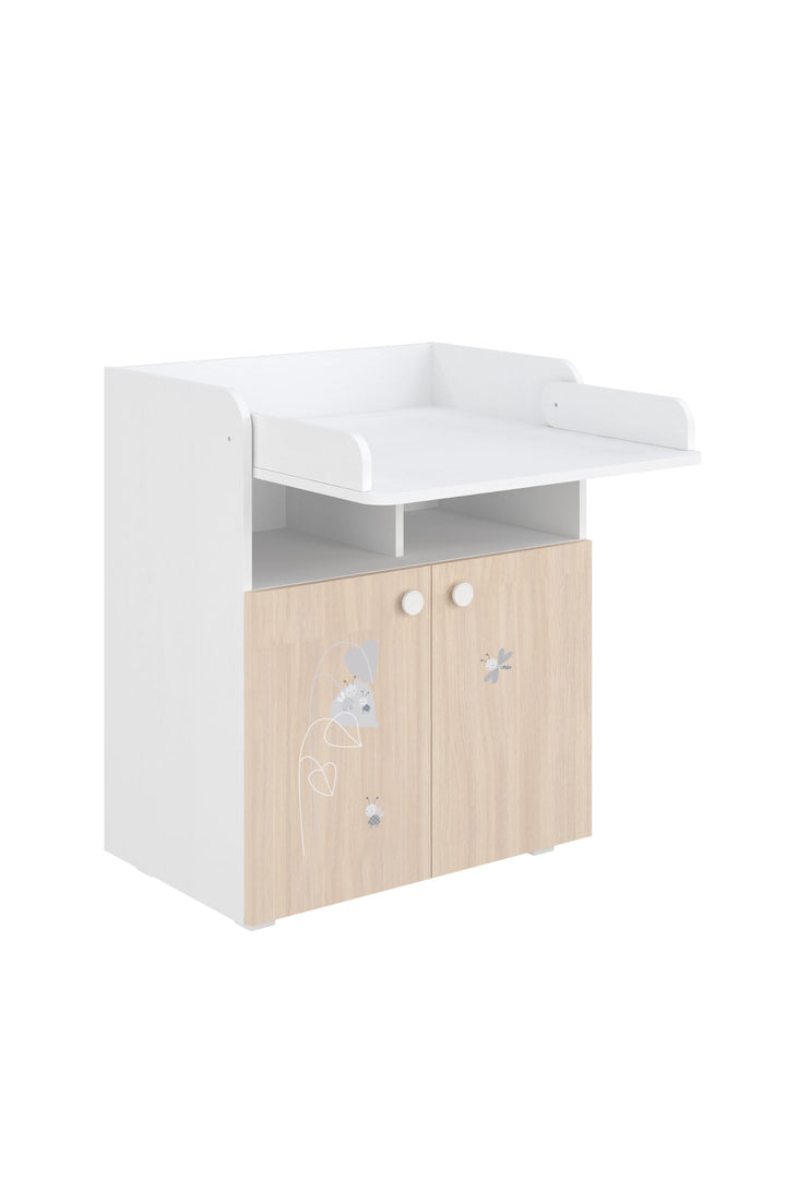 Shefa Kids 700 Baby Wickelkommode mit Schubladen Amis Weiss/Pastell - Kinderzimmermöbel mit Stauraum
