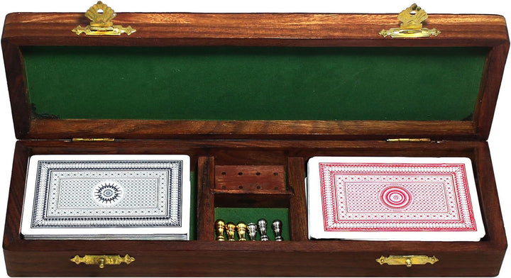 Weihnachtsgeschenke 2 Strecke hölzernen Cribbage Board und Stifte-Set mit 2 Decks Spielkarten