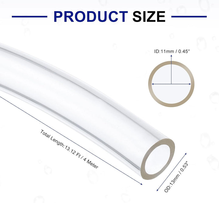 QUARKZMAN PVC Schlauch 11mm ID x 13mm OD (4 Meter) - Aquarium Schläuche - Gummischlauch Bierschlauch