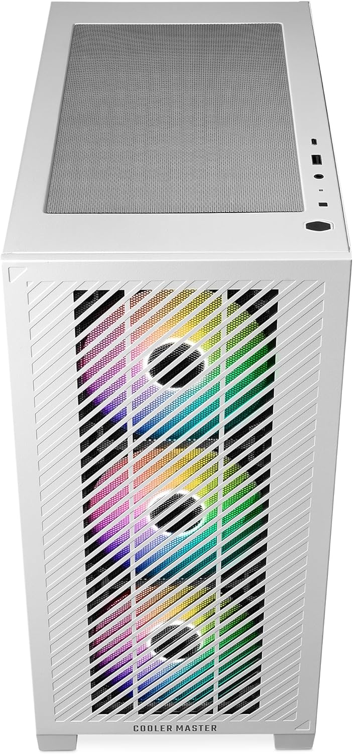 Cooler Master Elite 301 weiss – Mini-Tower (Micro-ATX, ITX), 3 x 120 mm ARGB-Ansauglüfter (1200 U/mi