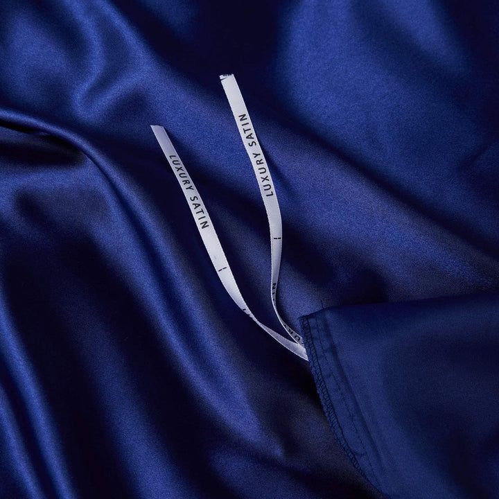 Boqingzhu Satin Bettwäsche 135x200cm Blau Dunkelblau Uni Glatt Glänzend Seide Luxus Bettwäsche Set B