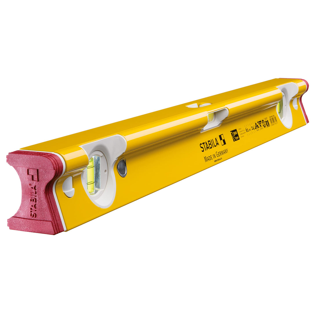 STABILA Wasserwaage Type R 300, 61 cm, verwindungssteifes Alu-R-Profil, 1 Horizontal-Libelle, 2 Vert