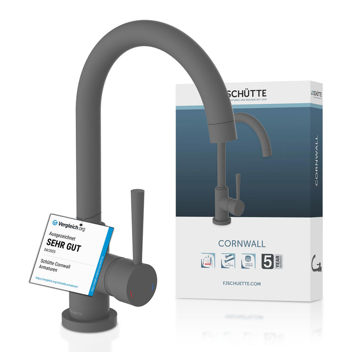 SCHÜTTE 79164 Küchenarmatur Cornwall, 360 Grad schwenkbarer Wasserhahn Küche, Mischbatterie für die