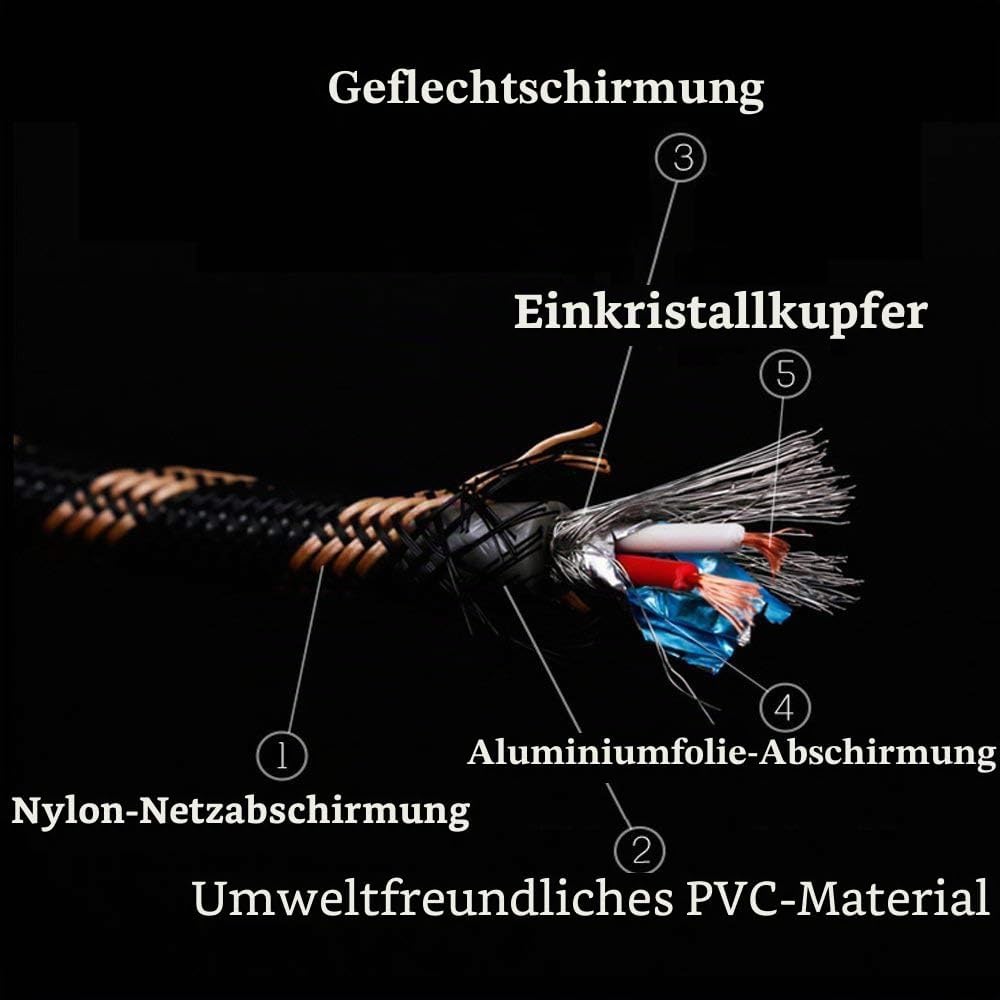 SKW Audio Kabel Cinch Stecker zu 2 Cinch Steckern, Stereo Audio Kabel, High Fidelity Signalkabel mit