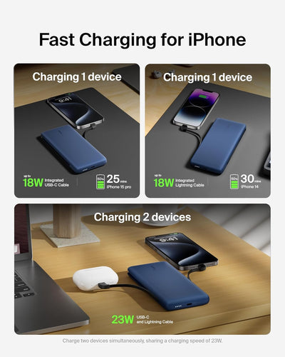 Belkin BOOSTCHARGE Plus 10K tragbares Ladegerät und Powerbank (10.000 mAh mit integriertem Lightning