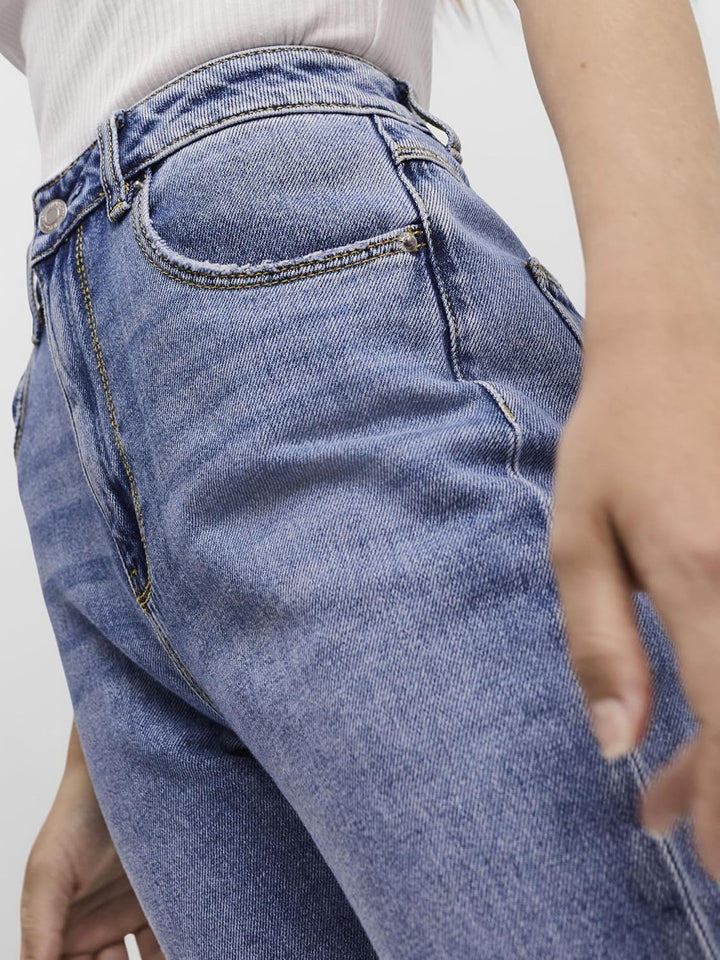 VERO MODA Female Straight-Fit VMKITHY Hohe Taille Jeans 27 Medium Blue Denim, 27 Medium Blue Denim
