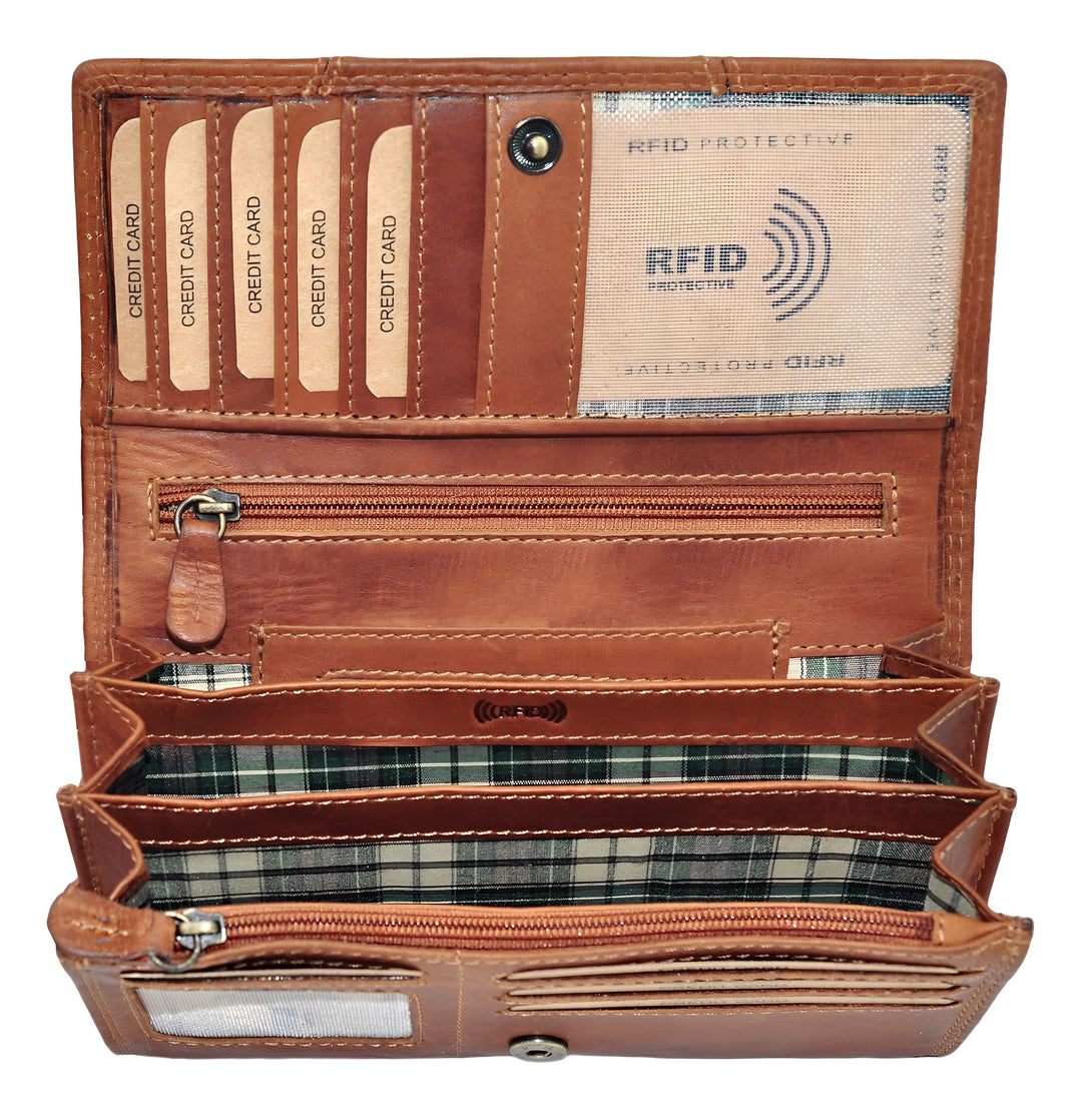 Benthill Portemonnaie Damen Leder - Hochwertige weiche Vintage Echtleder Damen Geldbörse mit RFID Sc