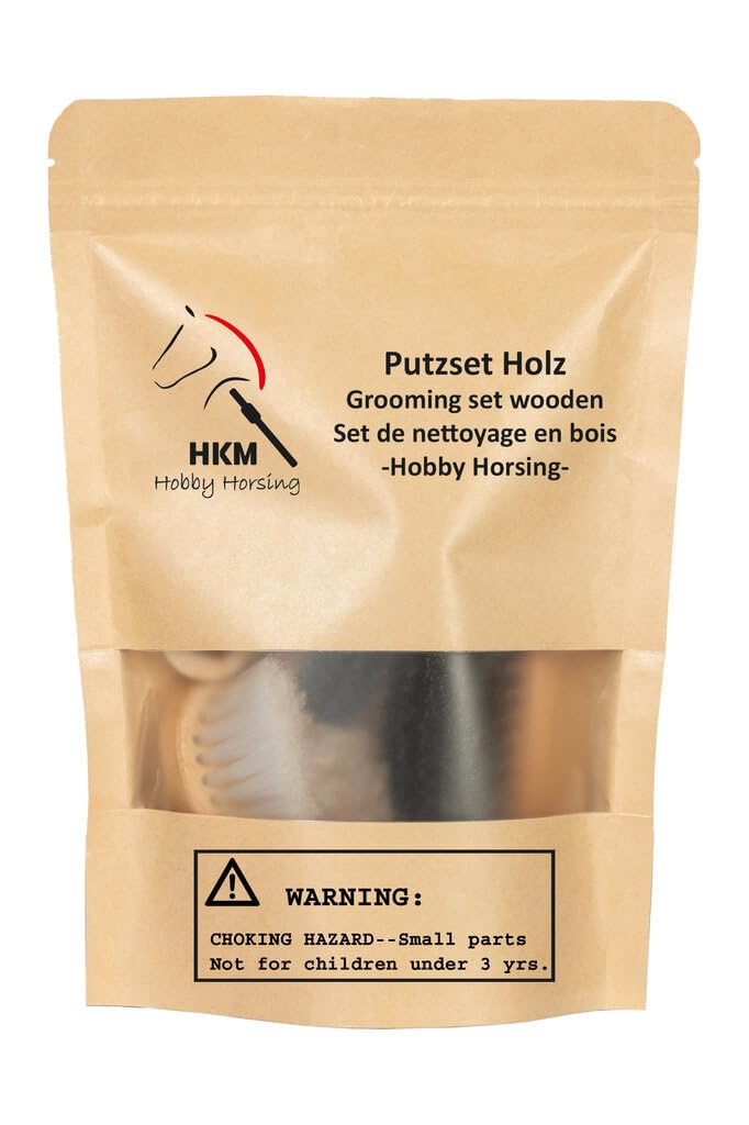 HKM Kinder Hobby Horsing Putzset Holz, Natur, One Size