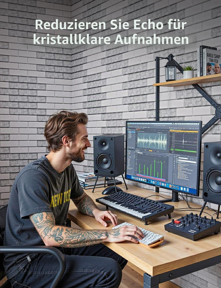 Akustikplatten Selbstklebend, 18 Stück Schallabsorber für Wand, Tür, Decke, Acoustic Panels, Studio,