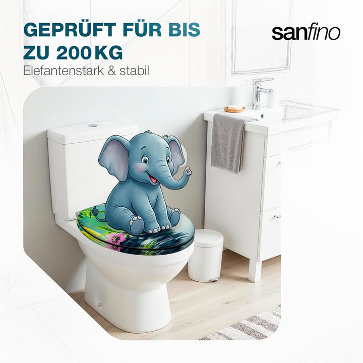SANFINO® Premium WC Sitz mit Absenkautomatik – hochwertige Toilettendeckel aus Holz, viele bunte Mot