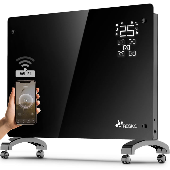 TRESKO® Glaskonvektor 2000W APP WiFi Funktion | Elektroheizung Glasheizung elektrisch | Konvektor He