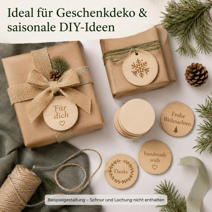 YAYODS 100 Stück runde Holzscheiben Ø 7,6 cm, 2 mm - Holzrohlinge zum Basteln, Bemalen, Beschriften