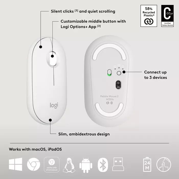 Logitech Pebble 2 Combo - US QWERTY-Layout International Layout, Weiss