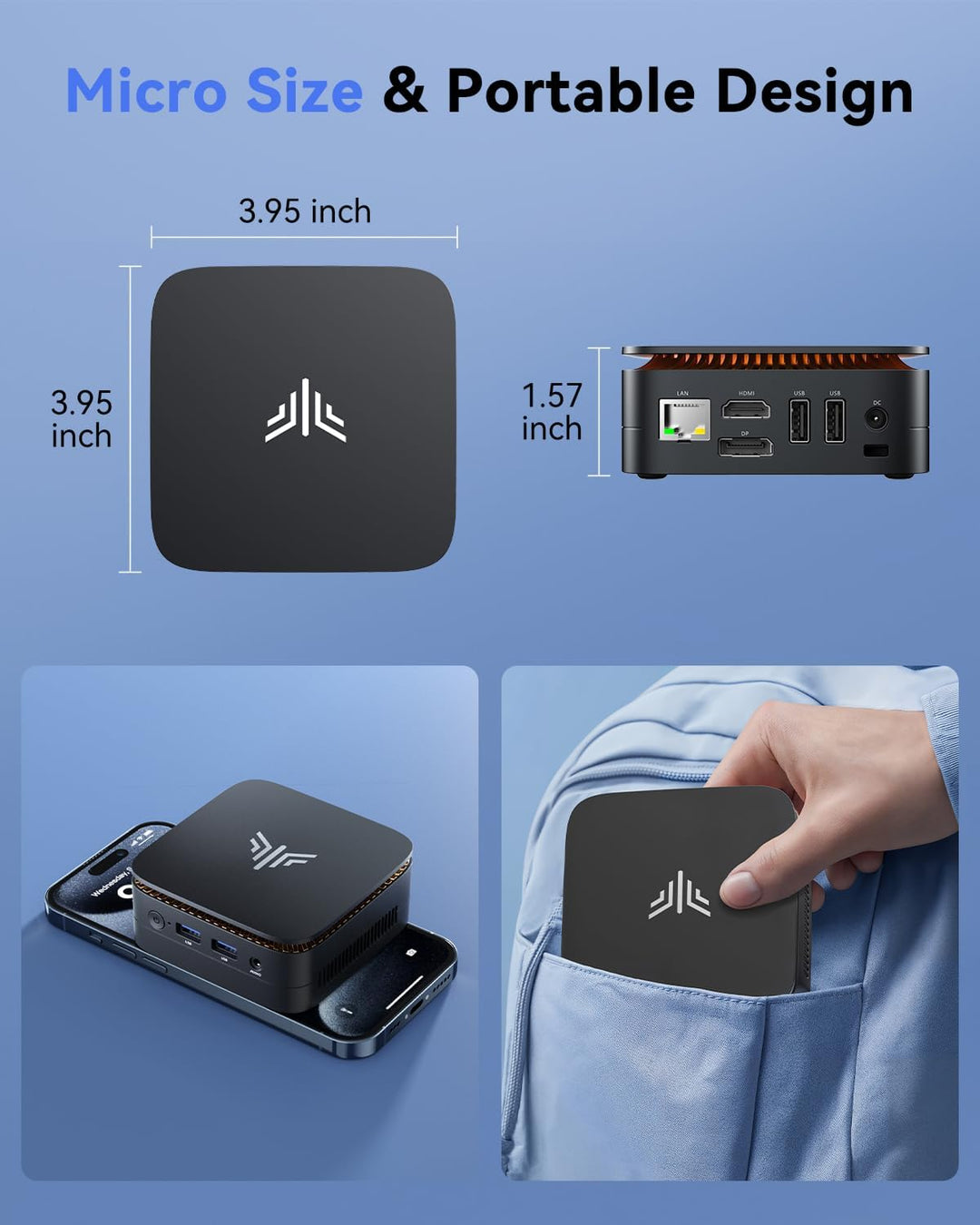 NiPoGi Mini PC Ιntel 12. Gen Alder Lake-N N100(Bis zu 3.4GHz) 16GB DDR4/512GB M.2 SSD,Mini Desktop P