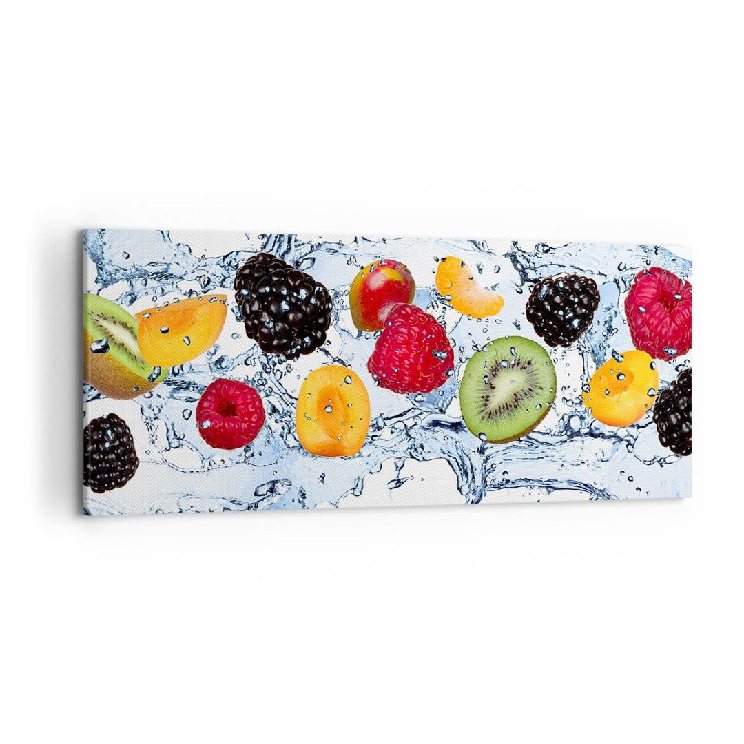 Wandbilder Dekoration Wohnzimmer Wasser Früchte frisch Essen Panorama Bilder auf Leinwand 120x50cm L