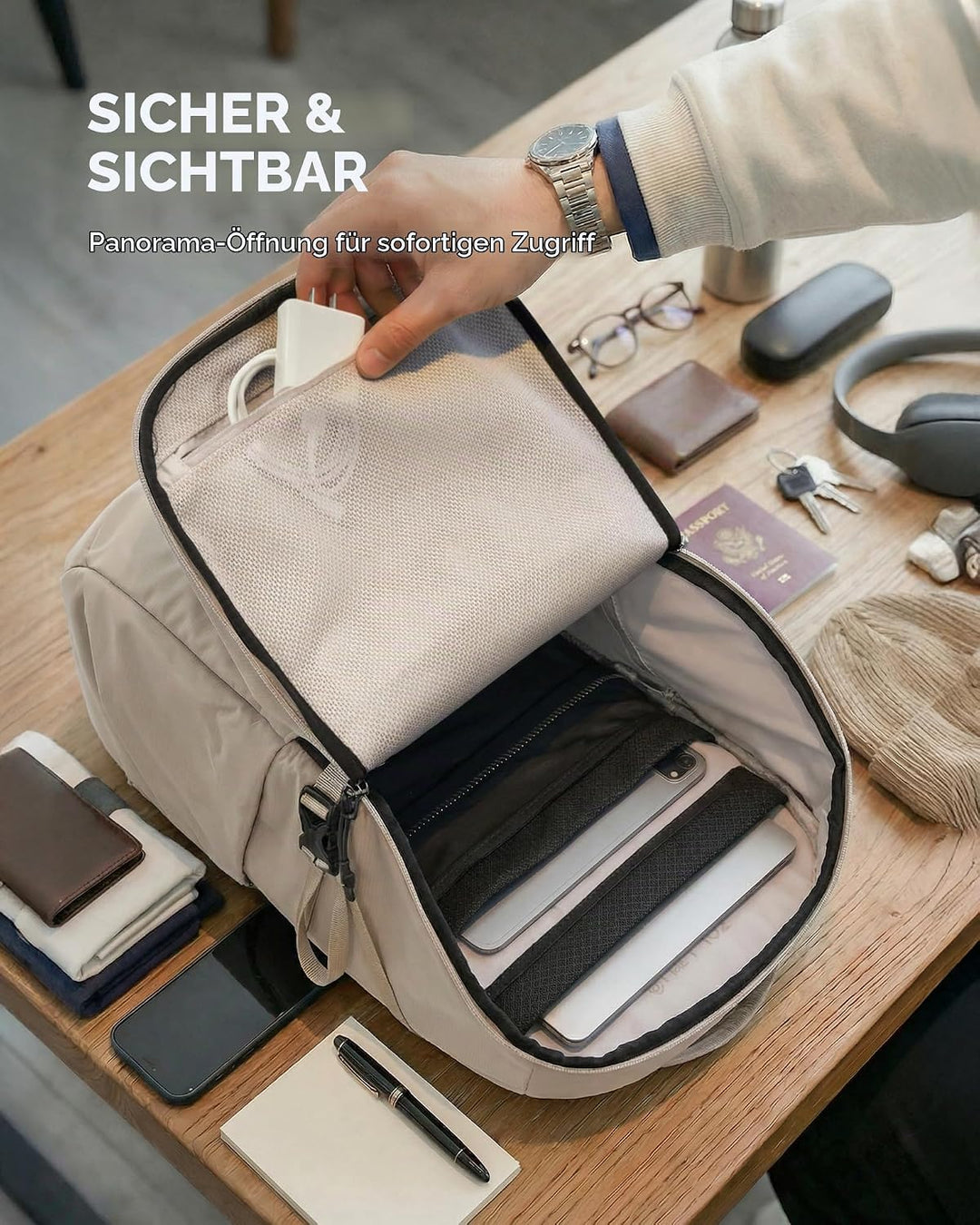 Tolaccea Reiserucksack Handgepäck Flugzeug 30L - Business Rucksack mit 15,6 Zoll Laptopfach, Arbeits