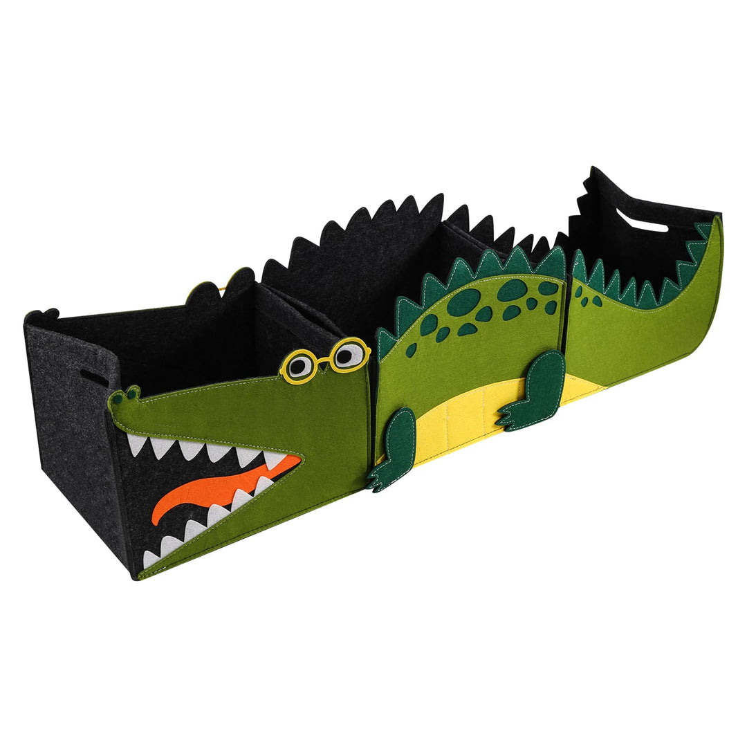 3Pcs Spielzeugkiste aus Filz Aufbewahrungsbox Kinder Spielzeug Box Krokodil Faltbare Spielzeug Aufbe