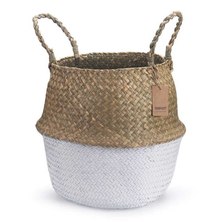 DOKOT Seegras Korb Blumentopf Naturkorb Gewebt Wäschekorb Mit Griff für Pflanze Spielzeug Aufbewahru