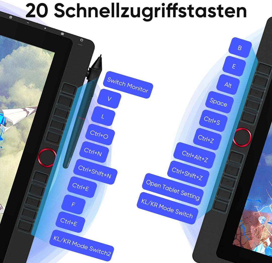 XP-PEN Artist 24 Pro Grafik-Tablet mit Display 2K QHD in 23,8 Zoll (63,8 cm), passiver Eingabestift,